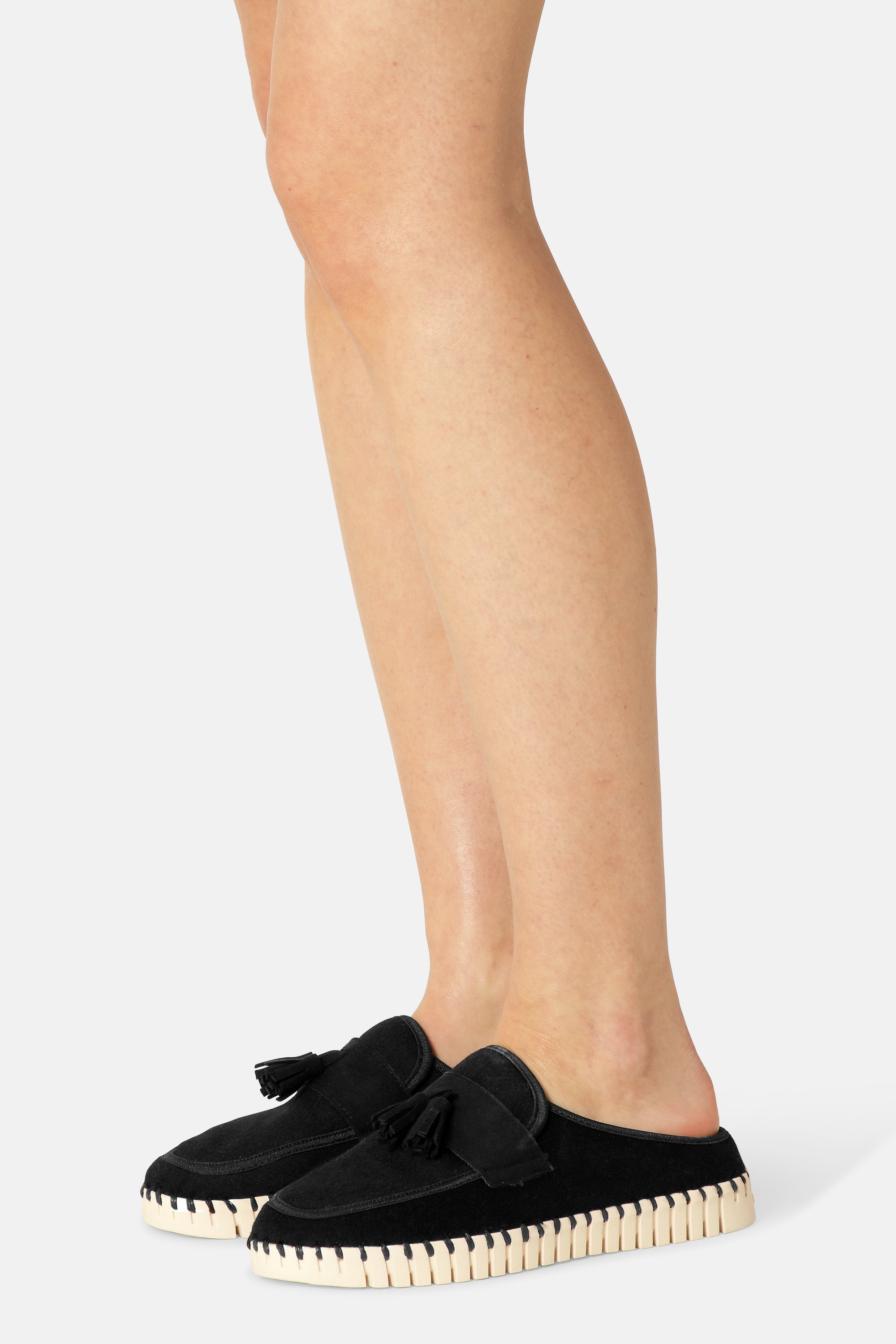 Tulip Wool Mule - Black Pearled Ivory